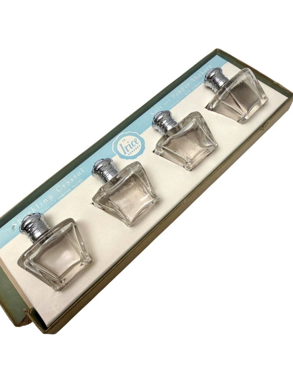 Vintage Irice Salt Pepper Shakers Set of 4 Minis Original Box Japan